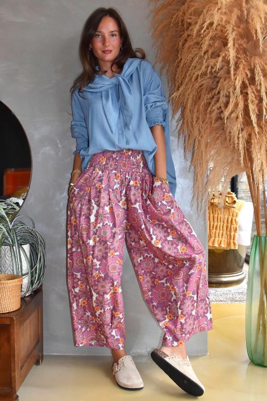 Annie 1972 Shirring Pleat Barrel Pant Indian Pink Haze